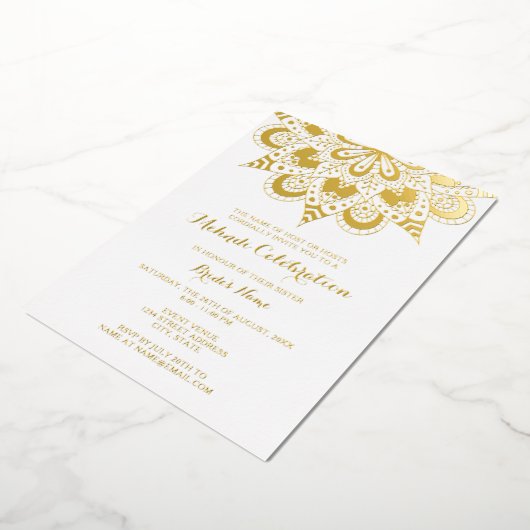 Gouden Mandala Mehndi Folie Uitnodiging (Gedraaid)