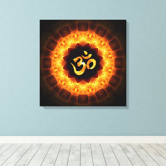 Gouden Mandala met OM Canvas Afdruk (Insitu (Houten vloer))