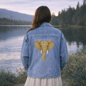 Gouden Mandala Olifant - Boho Grafische Kunst Denim Jacket