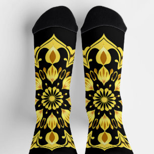 Gouden Mandala-ontwerp met symmetrische patronen Sokken