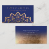 Gouden Mandala op Navy Blue Yoga Visitekaartje (Voorkant / Achterkant)