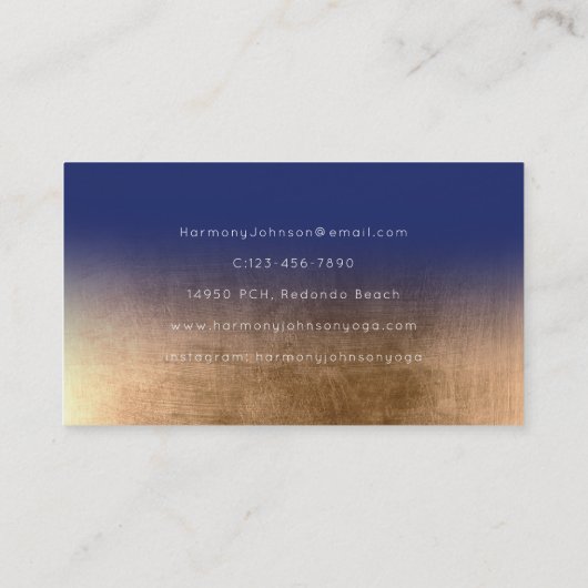 Gouden Mandala op Navy Blue Yoga Visitekaartje (Achterkant)