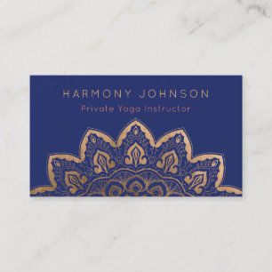Gouden Mandala op Navy Blue Yoga Visitekaartje