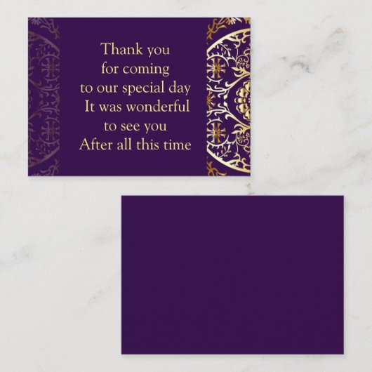 Gouden Mandala op Paarse bedankkaart Notitiekaartje (Voorkant / Achterkant)