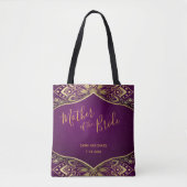 Gouden Mandala op Paarse Moeder-van-de-Bruid Cadea Tote Bag (Voorkant)