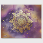 Gouden Mandala op Paarse Waterverf Decoupage Cadeaupapier (Vlak)