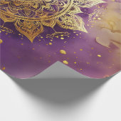 Gouden Mandala op Paarse Waterverf Decoupage Cadeaupapier (Hoek)