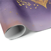 Gouden Mandala op Paarse Waterverf Decoupage Cadeaupapier (Rol Hoek)