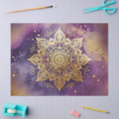 Gouden Mandala op Paarse Waterverf Decoupage Tissuepapier (Craft)