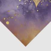 Gouden Mandala op Paarse Waterverf Decoupage Tissuepapier (Detail)