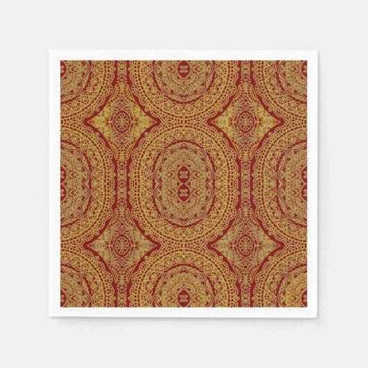 Gouden Mandala Op Rood  Servet (Voorkant)