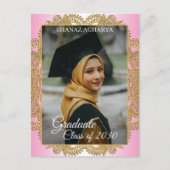 Gouden Mandala Op Roze Afstudeeraankondiging Briefkaart (Voorkant)