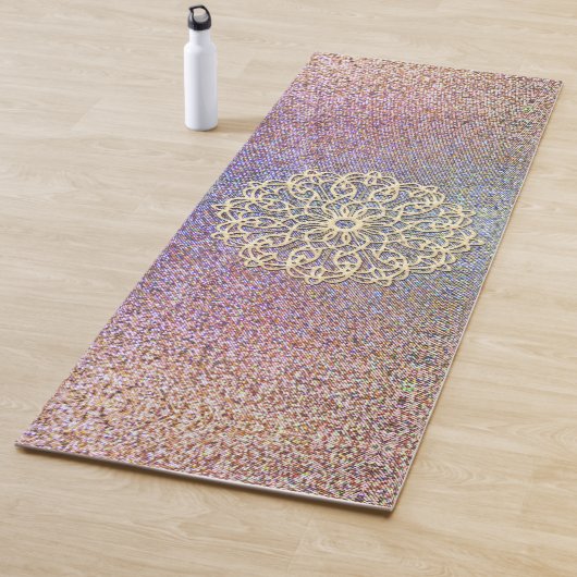 Gouden Mandala op Shimmery-pleister Yogamat (In situ)