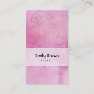 Gouden Mandala over Geweven Donkerroze Waterverf 3 Visitekaartje
