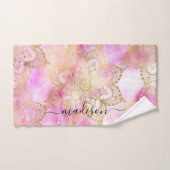 Gouden Mandala patroon Roze Paarse Nebula Custom Bad Handdoek (Handdoek)