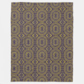 Gouden Mandala Print op Blauw Fleece Deken (Voorkant)
