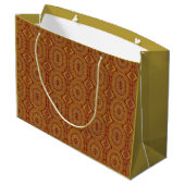Gouden Mandala Print op Rode Gift Bag Groot Cadeauzakje (Achterkant Gekanteld)