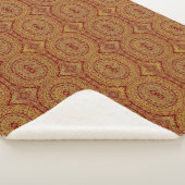 Gouden Mandala Print op Rood Sherpa Deken (3/4)
