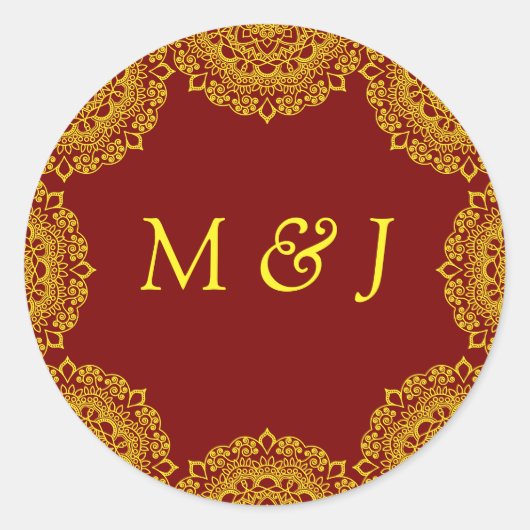gouden mandala ronde sticker (Voorkant)