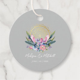 Gouden Mandala Roze Kristal Boho Handfasting Bruil Bedankjes Labels