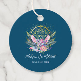 Gouden Mandala Roze Kristal Boho Handfasting Bruil Bedankjes Labels