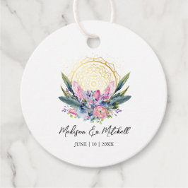 Gouden Mandala Roze Kristal Boho Handfasting Bruil Bedankjes Labels