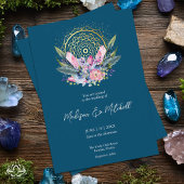Gouden Mandala Roze Kristal Boho Handfasting Bruil Kaart