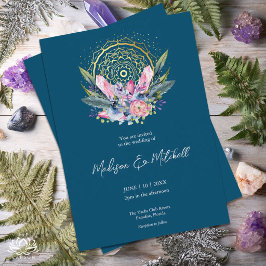 Gouden Mandala Roze Kristal Boho Handfasting Bruil Kaart