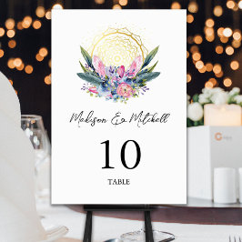 Gouden Mandala Roze Kristal Boho Handfasting Bruil Kaart