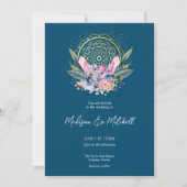 Gouden Mandala Roze Kristal Boho Handfasting Bruil Kaart (Voorkant)