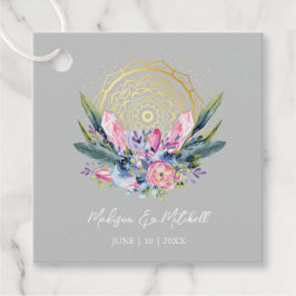 Gouden Mandala Roze Kristal Boho Handfasting Trouw Bedankjes Labels