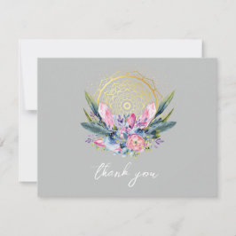 Gouden Mandala Roze Kristal Boho Handfasting Trouw Bedankkaart
