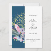 Gouden Mandala Roze Kristal Boho Handfasting Trouw Save The Date (Voorkant)