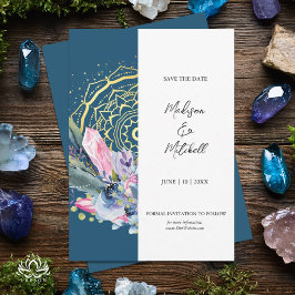 Gouden Mandala Roze Kristal Boho Handfasting Trouw Save The Date