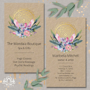 Gouden Mandala Roze Kristallen Psychische Spa Gees Visitekaartje