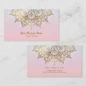 Gouden Mandala Roze Peach Chic Moderne Yoga Studio Visitekaartje (Voorkant / Achterkant)