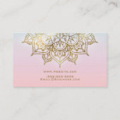 Gouden Mandala Roze Peach Chic Moderne Yoga Studio Visitekaartje (Achterkant)