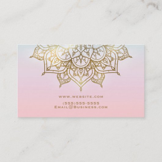 Gouden Mandala Roze Peach Chic Moderne Yoga Studio Visitekaartje (Achterkant)