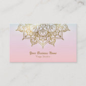 Gouden Mandala Roze Peach Chic Moderne Yoga Studio Visitekaartje (Voorkant)