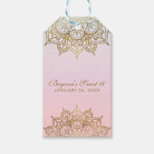 Gouden Mandala Roze Peach Moderne bruiloft gunst Cadeaulabel (Voorkant)