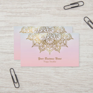 Gouden Mandala Roze Perzik Chic Modern Yoga Studio Visitekaartje
