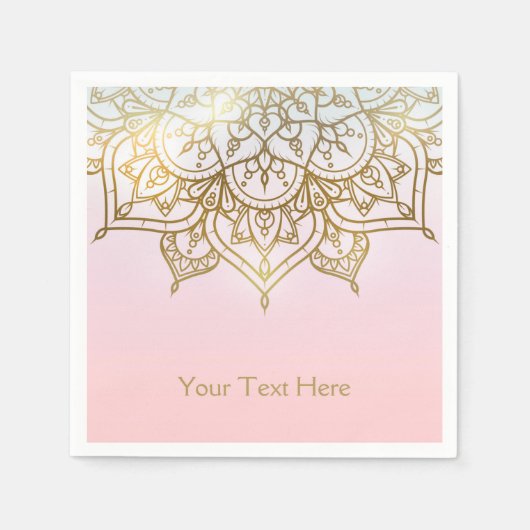 Gouden Mandala Roze Perzik Chique Modern Glam Part Servet (Voorkant)