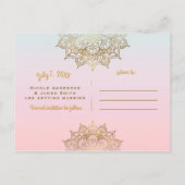 Gouden Mandala Roze Perzik Elegante Chic Save the Aankondigingskaart (Achterkant)