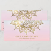 Gouden Mandala Roze Perzik Moderne Cadeaubon (Voorkant / Achterkant)