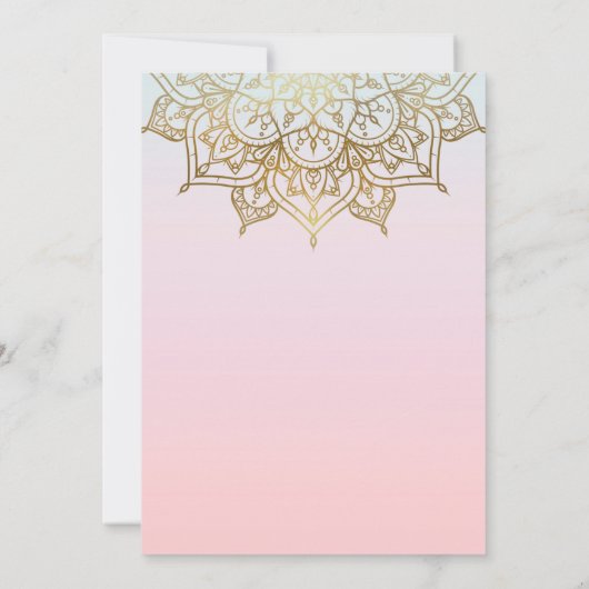 Gouden Mandala Roze Perzik Moderne Elegante Trouw Kaart (Achterkant)