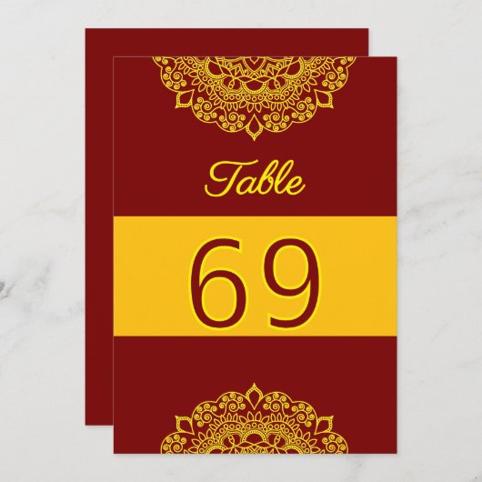 gouden mandala tafel nummer kaart (Voorkant / Achterkant)