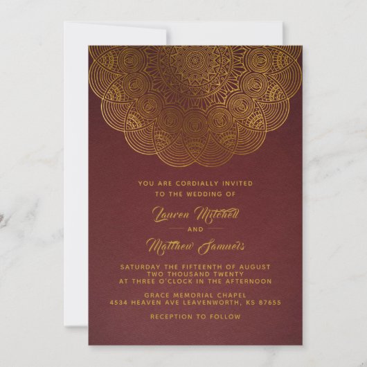 Gouden Mandala Trouw Uitnodiging (Voorkant)