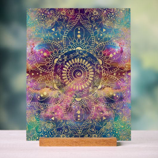 Gouden Mandala Waterverf kleurrijke nevel Acryl Bord (Neutraal)