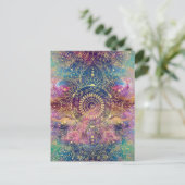 Gouden Mandala Waterverf kleurrijke nevel Briefkaart (Staand voorkant)