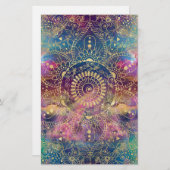 Gouden Mandala Waterverf kleurrijke nevel Briefpapier (Voorkant / Achterkant)